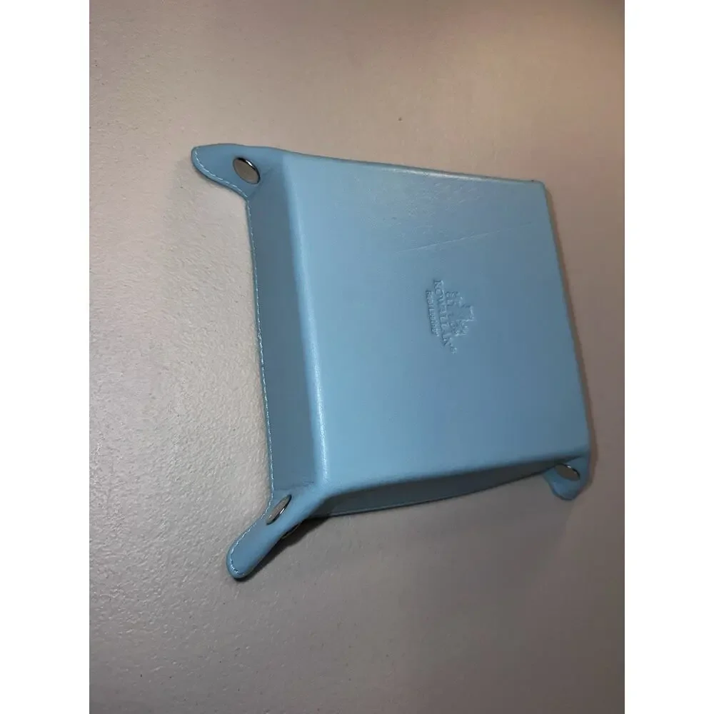 rowallan of scotland Sky Blue Leather Valet Tray For Jewelry Keys Wallet Etc